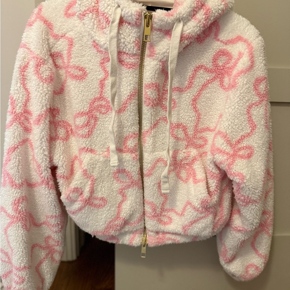 LoveShackFancy Pink and White Teddy Jacket - Picture 4 of 7